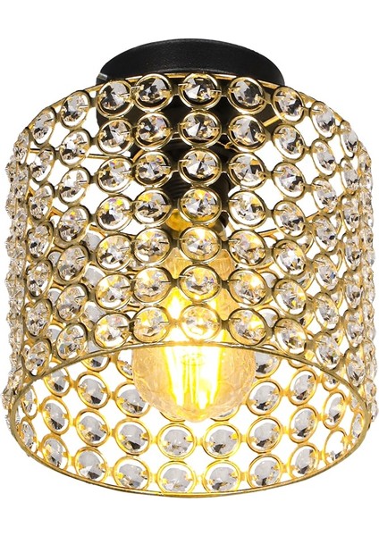E27 Deha Tekli Gold Tavan Montaj Büyük 20 -34 cm 1 Kristal Taş Altın Tek Ebat Modern fırsatları