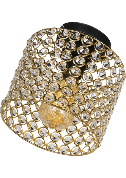 E27 Deha Tekli Gold Tavan Montaj Büyük 20 -34 cm 1 Kristal Taş Altın Tek Ebat Modern indirimleri