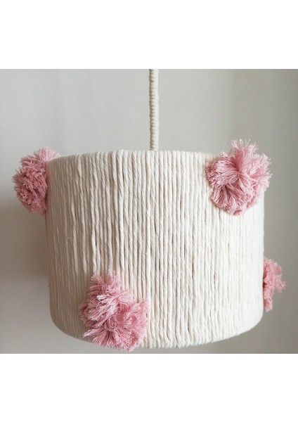 1 Ekru Makrome Ip Sargılı Pempe Ponponlu Kız Bebek ve Çocuk Odası Tasarım Sarkıt Avize Krom Bebek / fiyatları