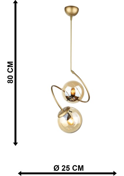 Altın Dragon 2.li Avize Eskitme Bal Cam Salon / Oturma Odası 30 x 80 Modern 71-80 cm 2 E27 Metal indirimleri