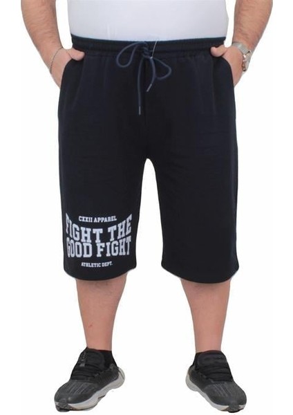 Erkek Büyük Beden Penye Şort Good Fight 24632 Lacıvert