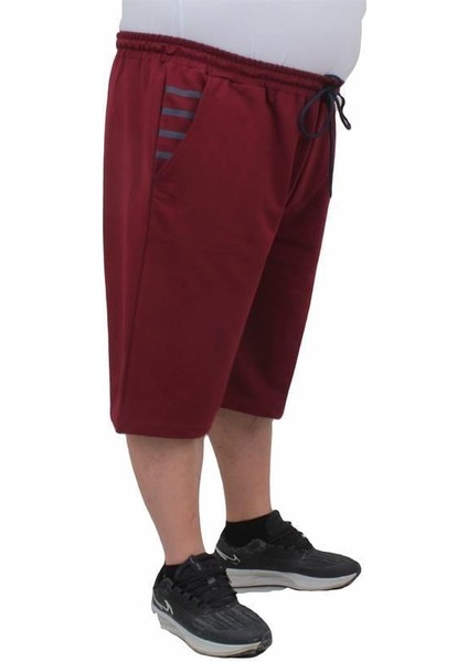 Büyük Beden Erkek Penye Şort Line 24626 Bordo