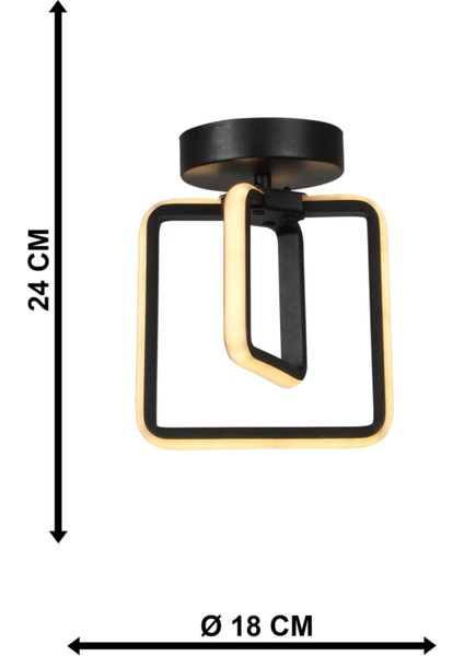 Tekli Ferah 3 Renk Ledli Tavan Montaj Tekli Avize Siyah Alüminyum 20 -34 cm LED Tek Ebat Siyah 1