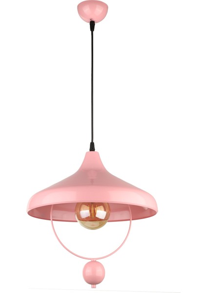 1 Göksel Tekli Avize Pembe 91-100 cm Modern E27 Pembe Metal Tek Ebat