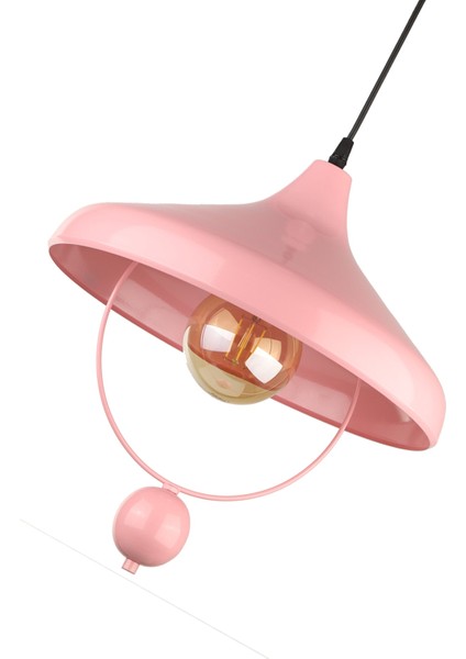1 Göksel Tekli Avize Pembe 91-100 cm Modern E27 Pembe Metal Tek Ebat