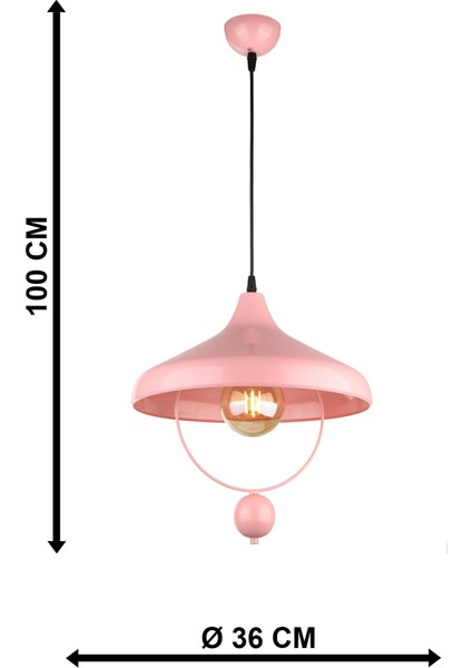 1 Göksel Tekli Avize Pembe 91-100 cm Modern E27 Pembe Metal Tek Ebat