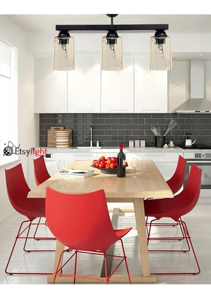Cam Dora Dizilone Glass 3 Salon Antre Cam Avize Siyah E27 3 20 -34 cm Modern 49 x 66