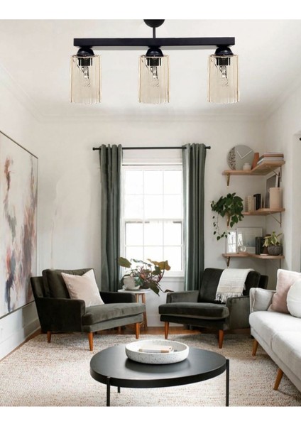 Cam Dora Dizilone Glass 3 Salon Antre Cam Avize Siyah E27 3 20 -34 cm Modern 49 x 66 fırsatları