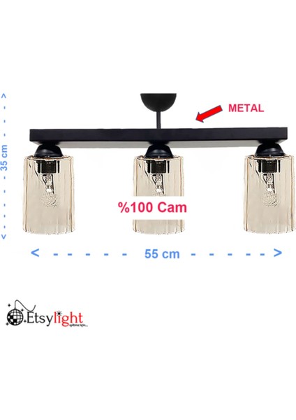 Cam Dora Dizilone Glass 3 Salon Antre Cam Avize Siyah E27 3 20 -34 cm Modern 49 x 66 indirimleri