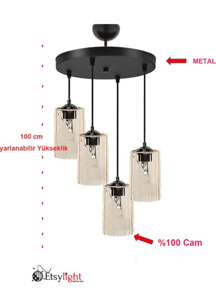 Cam Dora Bal Köpüğü Cam Lüx 4 Antre Avize, Salon Avize, Cam Avize Modern Siyah 91-100 cm 91 x 99 4 fırsatları