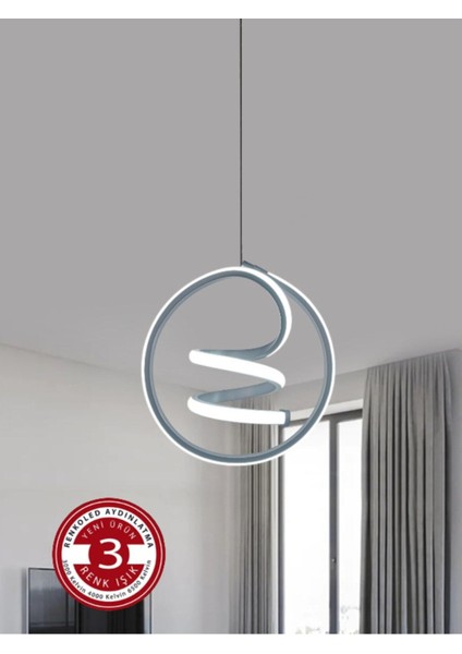 GU10 3 Renk Modern Sarkıt LED Avize Gümüş Gri Kasa 61-70 cm 25 x 25 Gümüş Salon / Oturma Odası Krom