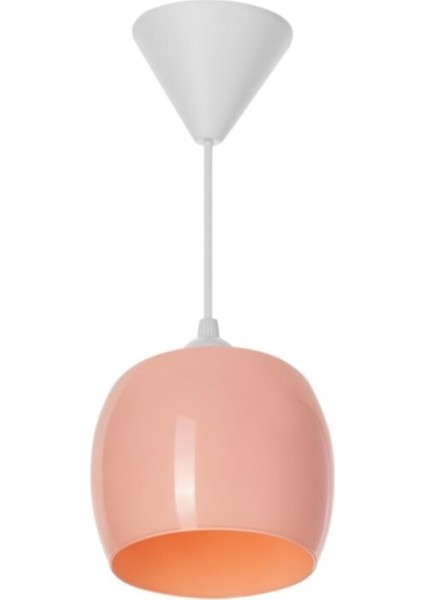 Tekli Eva Aydınlatma Modern Cam Sarkıt Küçük Boy Pudra Renk Tekli Avize 14X14X11 cm E27 Pembe 14 x fiyatları