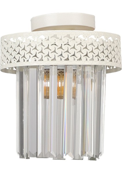20 -34 cm Sitrus Tekli Beyaz Lux Kristal Taşlı Tavan Montaj Avize Metal 1 Beyaz Modern Tek Ebat E27 modelleri