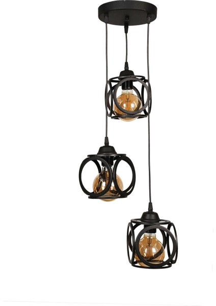 Tek Ebat Savaş 3.lü Avize Siyah 71-80 cm Modern E27 Siyah 3 Metal fiyatları