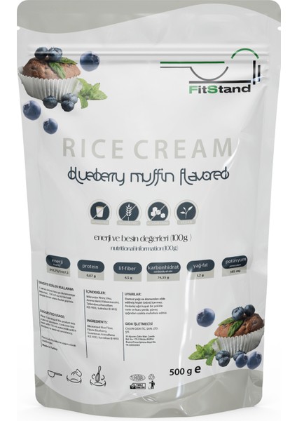 Rice Cream  Pirinç Kreması - Yaban Mersini Muffin Aromalı Pirinç Unu 500 gr