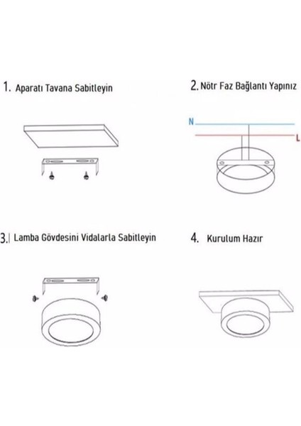 Siyah LED Tavan Wc Kiler Ofis Lambası 18 W Yuvarlak Armatür Sıva Üstü Siyah Kasa Beyaz Işık 6500 K indirimleri