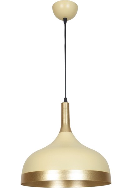 Metal Cosmos Özel Tasarım Spor Modern Krem Rengi Gold Detaylı Metal Cafe-Mutfak Tekli Sarkıt Avize