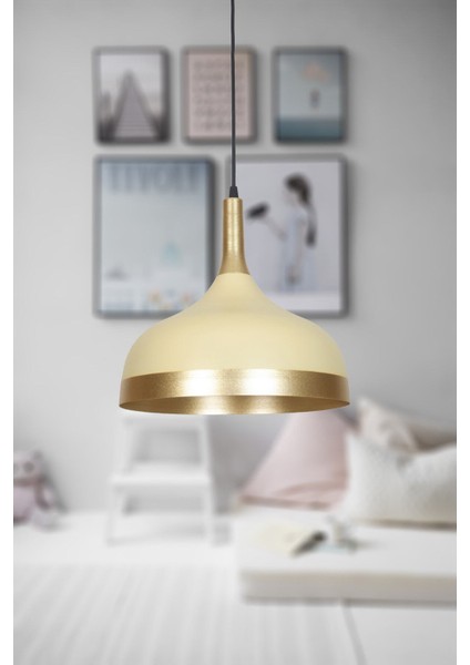 Metal Cosmos Özel Tasarım Spor Modern Krem Rengi Gold Detaylı Metal Cafe-Mutfak Tekli Sarkıt Avize fiyatları