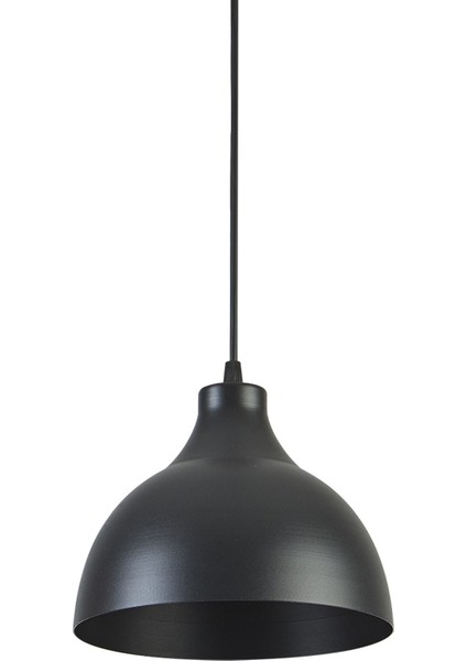 Metal Vega Modern Tasarım Cafe Mutfak Salon Siyah Renk Tekli Avize (20CM Çap) Siyah E27 100 x 18 Mu