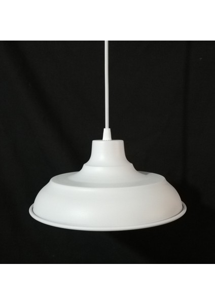 E27 Beyaz Metal Avize Çap 25 cm Kafe Pastane Ofis Çocuk Odası Genç Odası 1 Metal Beyaz