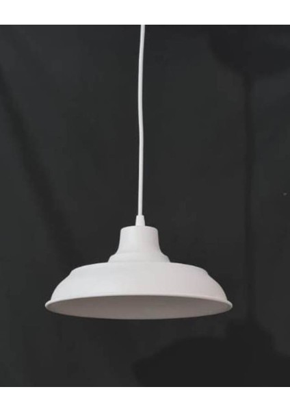 E27 Beyaz Metal Avize Çap 25 cm Kafe Pastane Ofis Çocuk Odası Genç Odası 1 Metal Beyaz modelleri