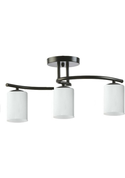 3 Fuji Modern Spor Tavan Plofonyer Silindir Camlı Salon - Mutfak - Yatak Odası 3 Lü Siyah Avize Mut