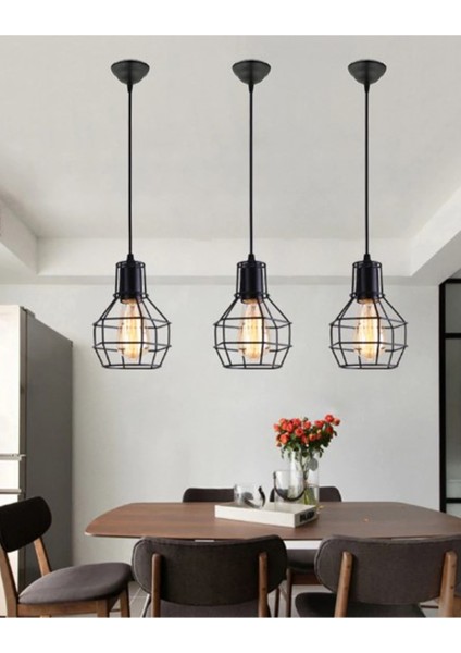 Siyah 3 Adet Zara One Black Antre, Koridor, Sarkıt Avize 51-60 cm 1 Modern E27 Metal 70 x 25