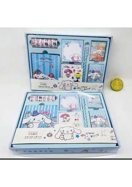 Cinnamoroll Kawaii Anime Dizüstü El Defteri Sevimli Karikatür Hediye Kutusu Okul Öncesi Hediye Seti