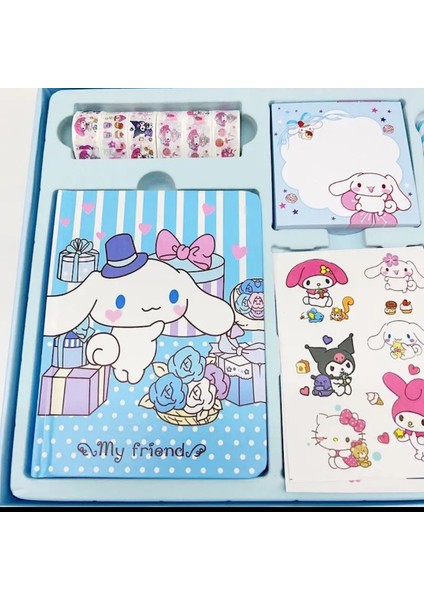 Cinnamoroll Kawaii Anime Dizüstü El Defteri Sevimli Karikatür Hediye Kutusu Okul Öncesi Hediye Seti