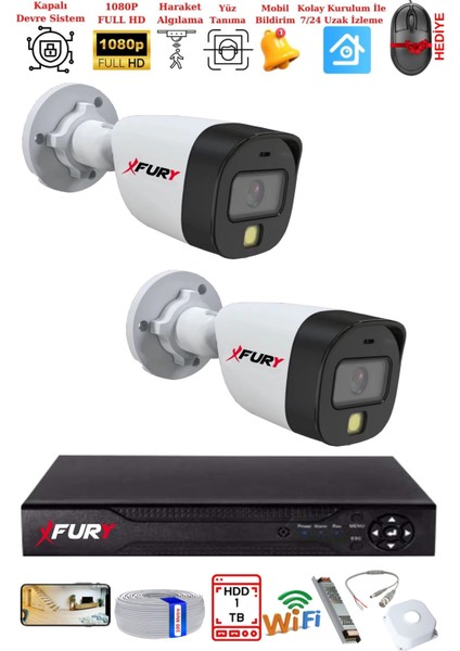 2 Kameralı 5mp Lens 2 Mp Görüntü Gece Renkli Full Hd Ultra LED Akıllı Güvenlik Kamerası Seti 1 Tb fiyatları