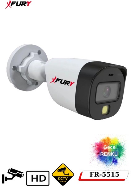 FURY 1 Kameralı 5Mp Lens 2 Mp Görüntü Gece Renkli Full Hd Ultra Led Akıllı Güvenlik Kamerası Seti 320GB