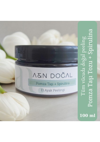 Pomza Taşı Spirulina Özlü, Çatlak ve Kuru Bölgeler İçin El Yüz ve Vücut Peeling
