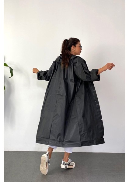 Tekno Trust Outdoor Bay Kadın Yağmurluk Kaliteli Eva Kumaş Yağmurluk Siyah