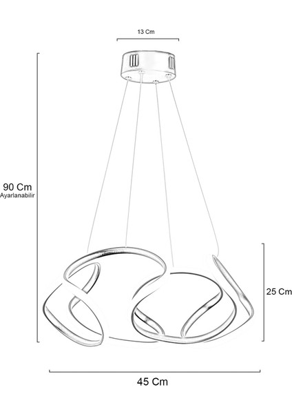 Ledli Honos Krem Modern Sarkıt LED Avize Salon Mutfak Oda Hol Ledli Avize Metal Bej 45 x 45 LED 81- modelleri