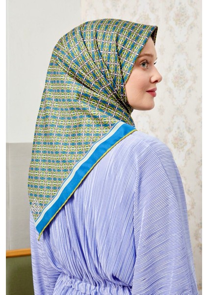 Levidor Trend Monogram Desen Twill Eşarp Saks Yağ Yeşili