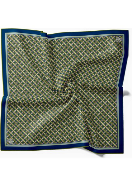 Levidor Trend Monogram Desen Twill Eşarp Saks Yağ Yeşili