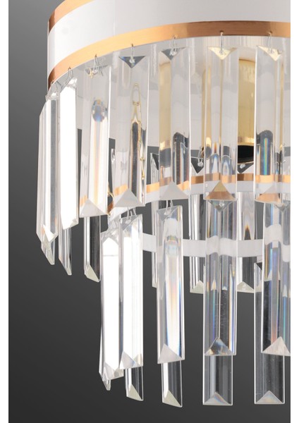 Klasik Nesil Tekli Beyaz Iki Katlı Kristal Modern Avize 1 E27 Altın Metal modelleri