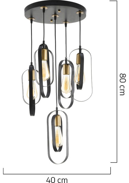 71-80 cm Koza 5li Yuvarlak Siyah Modern Genç Odası Mutfak Retro Salon Sarkıt Avize Metal 40 x 40 Sa modelleri