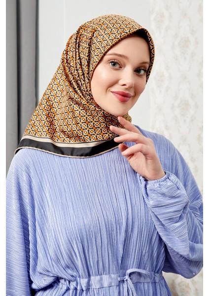 Levidor Trend Monogram Desen Twill Eşarp Siyah Sarı