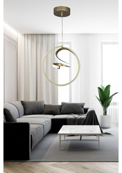 LED 3 Renk Işıklı Modern Sarkıt LED Avize Gold Kasa Antre, Hol, Oda Alüminyum 1 Ledli 35 - 50 Altın