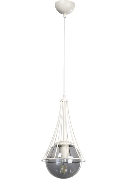 Tekli Lapis Tekli Beyaz-Füme Glop Camlı Avize Tek Ebat 1 71-80 cm E27 Beyaz Metal fiyatları