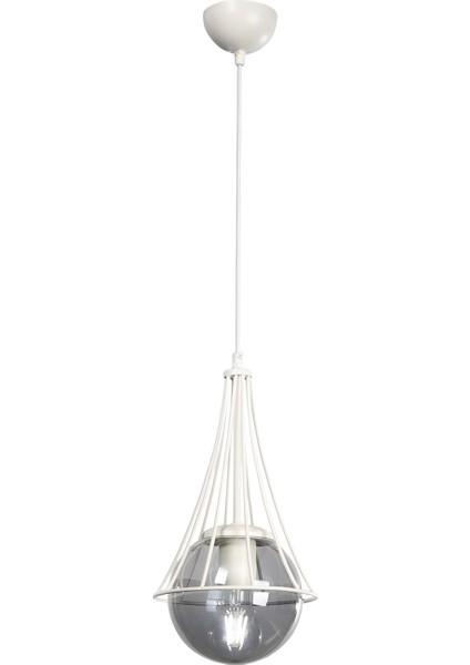 Tekli Lapis Tekli Beyaz-Füme Glop Camlı Avize Tek Ebat 1 71-80 cm E27 Beyaz Metal modelleri