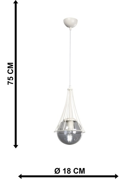 Tekli Lapis Tekli Beyaz-Füme Glop Camlı Avize Tek Ebat 1 71-80 cm E27 Beyaz Metal indirimleri
