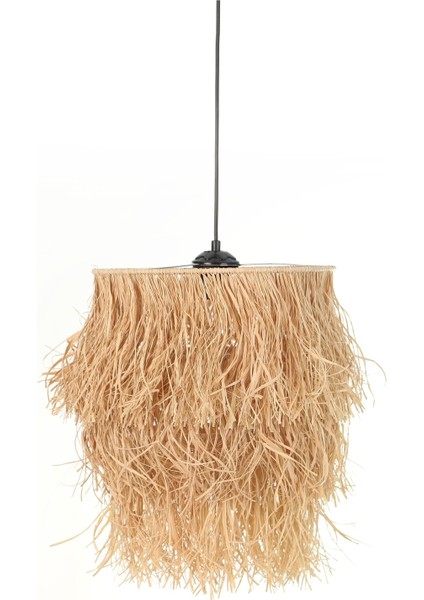 E27 Doğal Tasarım Bohem Sacakli Hasir Rafya Avize Adet Kahverengi 1 Hasır