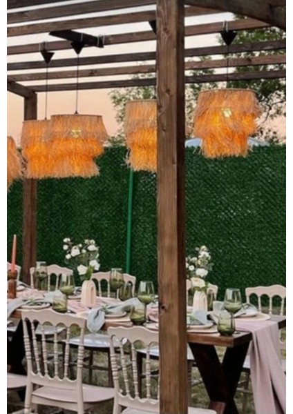 E27 Doğal Tasarım Bohem Sacakli Hasir Rafya Avize Adet Kahverengi 1 Hasır indirimleri