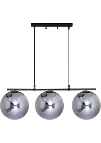 Gri Sezar Siyah Renkli Füme Globe Camlı Modern Tasarım Yemek Masası Üstü -Salon 3 Lü Avize 3 Metal fiyatları