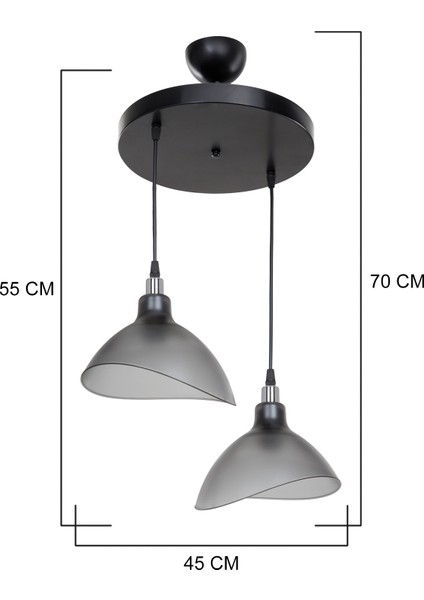 Plastik Esta Ikili Avize Füme Yatak Odası Oturma Odası Salon Mutfak Hol E27 Gri 2 30 Modern 61-70 C modelleri