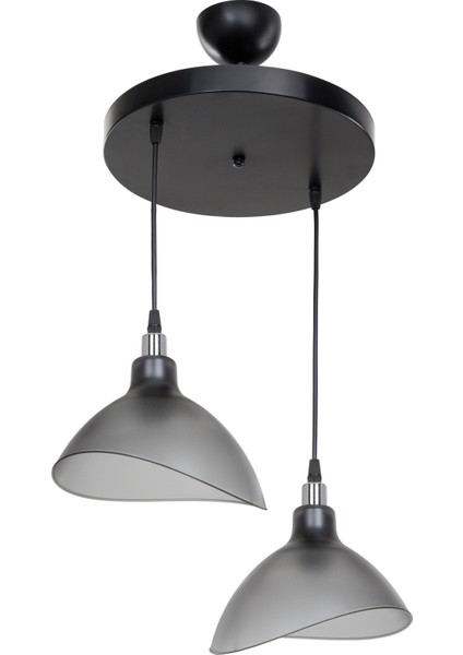 Plastik Esta Ikili Avize Füme Yatak Odası Oturma Odası Salon Mutfak Hol E27 Gri 2 30 Modern 61-70 C fırsatları