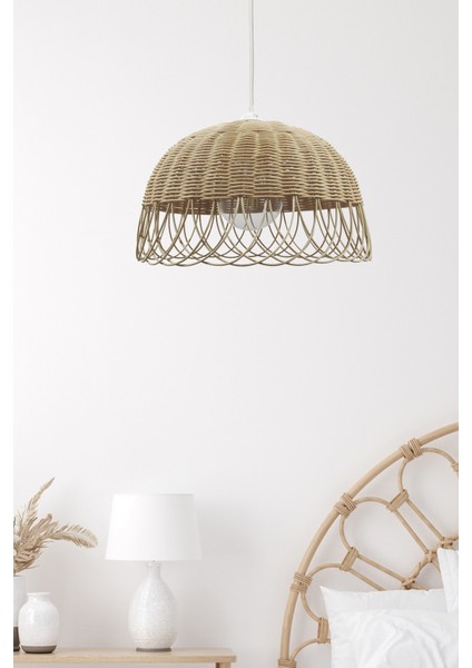 Bambu , Bambu, Hasır Sarkıt Avize 30 cm Altın 1 E27 30 x 20