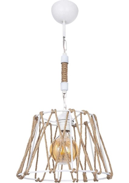 Halat Erguvan Lüx Halatlı Sarkıt Beyaz Beyaz Modern 1 E27 51-60 cm
